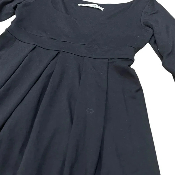 Susana Monaco Black 3/4 Sleeve Pleated Scoop Neck Mini Dress S - Picture 2 of 4